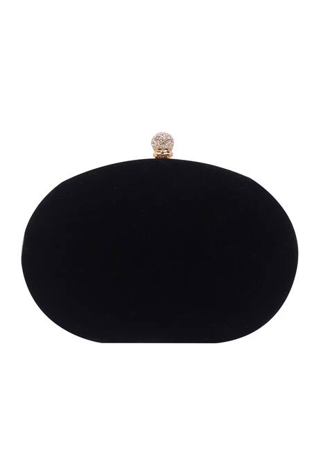 Buy_Nazaakat By Samara Singh_Black Sequins, Beads, Rhinestones, Stones Embellished And Oval Clutch_Online_at_Aza_Fashions