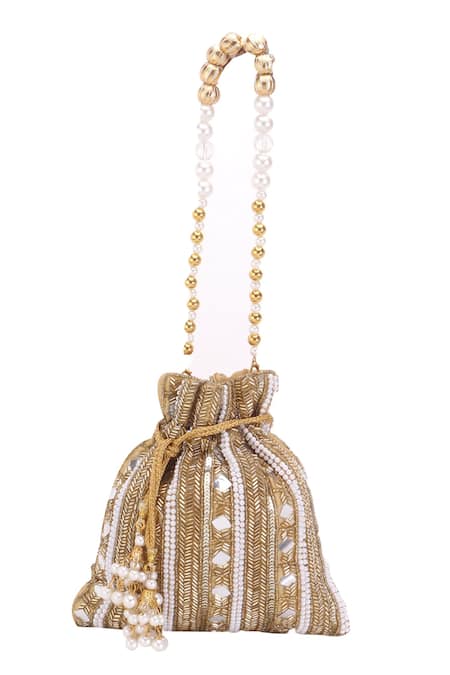 Nazaakat By Samara Singh Embellished Potli Bag with Pearl Handle 