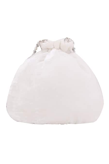 Shop Nazaakat By Samara Singh Gold Beads, Pearls, Tassels, Embroidery Embellished Potli Bag With Handle at Aza Fashions Shop_Nazaakat By Samara Singh_Gold Beads, Pearls, Tassels, Embroidery Embellished Potli Bag With Handle _at_Aza_Fashions