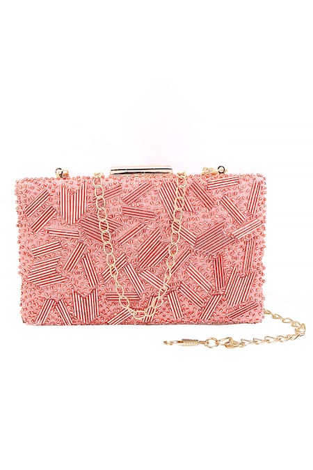 Shop Nazaakat By Samara Singh Pink Beads And Sequin Embellished Clutch at Aza Fashions Shop_Nazaakat By Samara Singh_Pink Beads And Sequin Embellished Clutch _at_Aza_Fashions