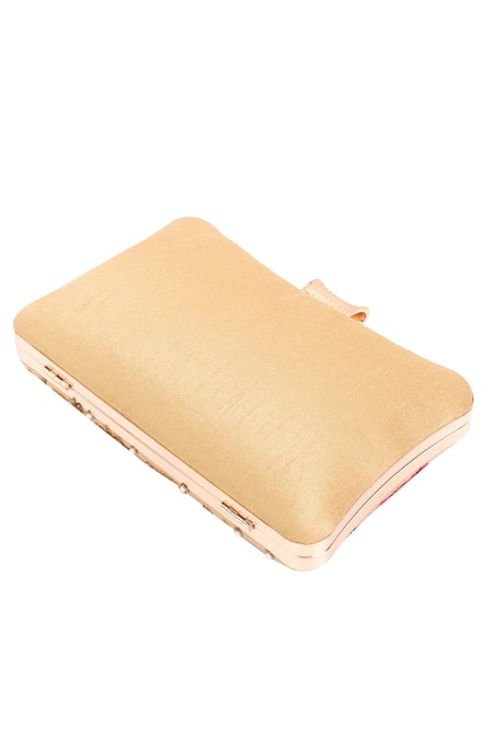 Nazaakat By Samara Singh_Cream Embroidery, Sequins, Rhinestones, Pearls Floral Clutch Bag _Online_at_Aza_Fashions