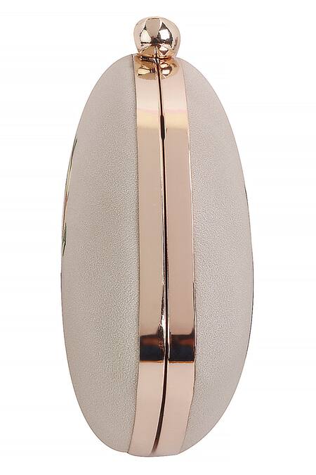 Buy Nazaakat By Samara Singh Cream Floral Printed Oval Clutch With Detachable Sling Online at Aza Fashions Buy_Nazaakat By Samara Singh_Cream Floral Printed Oval Clutch With Detachable Sling_Online_at_Aza_Fashions