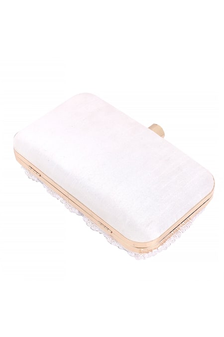Buy_Nazaakat By Samara Singh_White Pearls, Rhinestones And Sequin Embellished Clutch _Online_at_Aza_Fashions