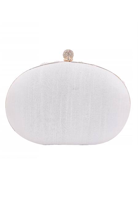 Nazaakat By Samara Singh_White Beads, Pearls, Rhinestones, Sequins, Embroidery And Clutch With Sling_at_Aza_Fashions