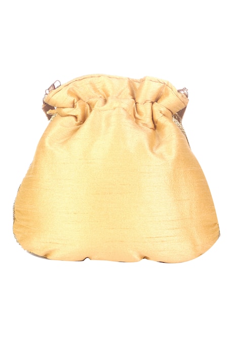 Nazaakat By Samara Singh_Gold Beads, Pearls, Tassels Beaded Waterfall Potli Bag _Online_at_Aza_Fashions