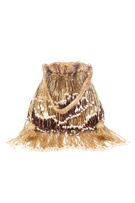 Nazaakat By Samara Singh Beaded Waterfall Potli Bag 