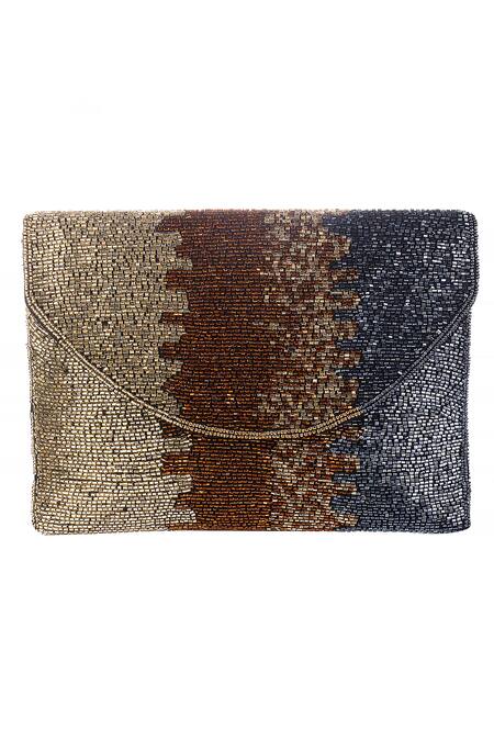 Buy_Nazaakat By Samara Singh_Gold Beads Ombre Clutch With Detachable Sling_Online_at_Aza_Fashions
