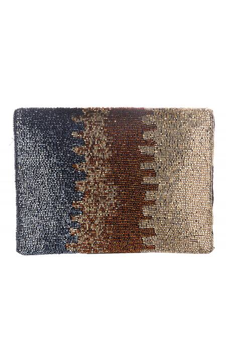 Shop_Nazaakat By Samara Singh_Gold Beads Ombre Clutch With Detachable Sling_Online_at_Aza_Fashions