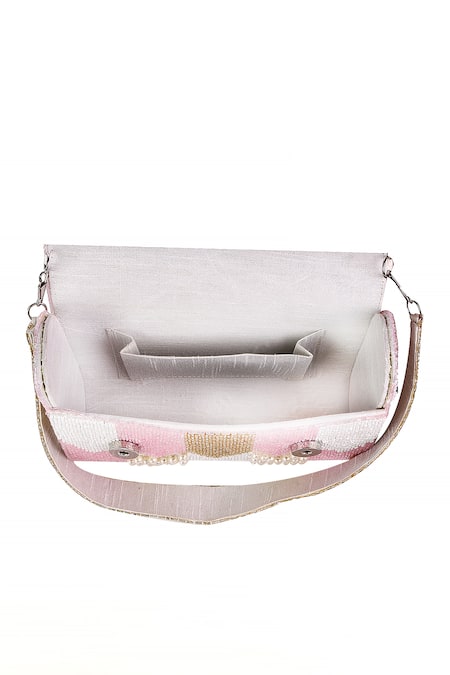 Buy_Nazaakat By Samara Singh_Pink Beads, Pearls Beaded And Embellished Flap Bag