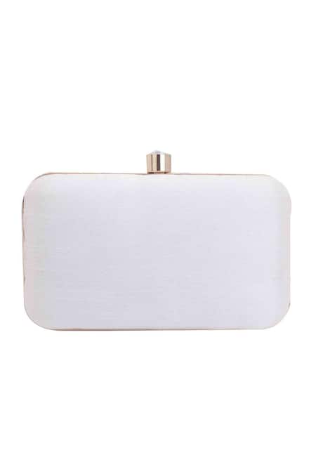 Buy_Nazaakat By Samara Singh_White Pearls, Beads Embellished Clutch With Detachable Sling_Online_at_Aza_Fashions