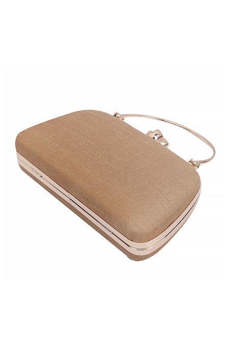 Shop_Nazaakat By Samara Singh_Gold Embroidery, Pearls, Crystals Floral Clutch Bag With Sling_Online_at_Aza_Fashions