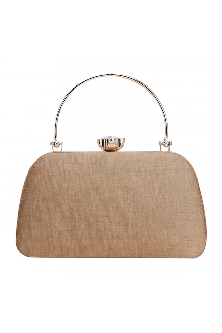 Buy_Nazaakat By Samara Singh_Gold Embroidery, Pearls, Crystals Floral Clutch Bag With Sling