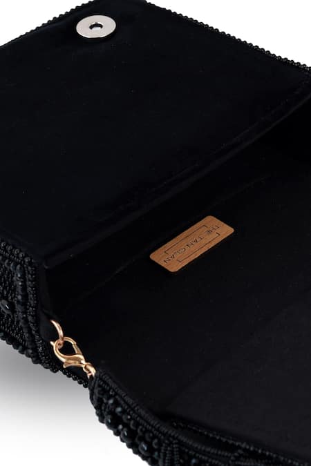Buy_The Tan Clan_Black Beads, Stones Megan Flapover Bag _Online_at_Aza_Fashions