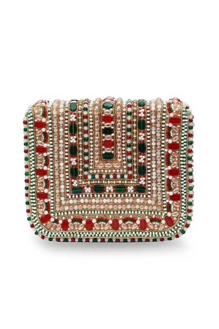 Shop_The Tan Clan_Multi Color Beads, Stones Abby Flapover Bag _Online_at_Aza_Fashions