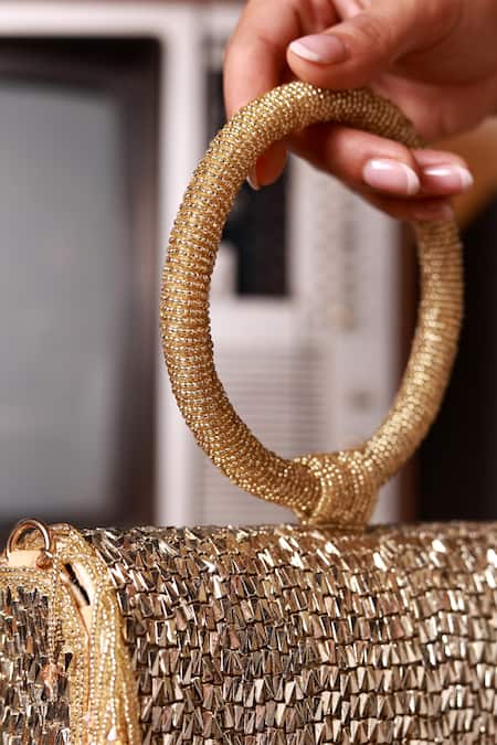 Buy_The Tan Clan_Gold Beads, Tassels Sylvie Flapover Bag 