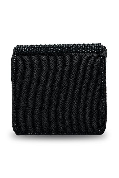 Buy_The Tan Clan_Black Beads, Tassels Mira Flapover Bag _Online_at_Aza_Fashions