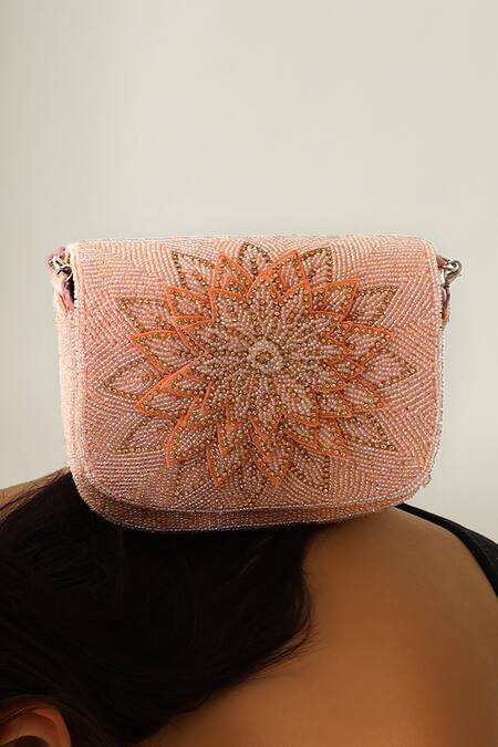Buy The Tan Clan Pink Beads, Sequins Eva Flapover Bag Online at Aza Fashions Buy_The Tan Clan_Pink Beads, Sequins Eva Flapover Bag _Online_at_Aza_Fashions