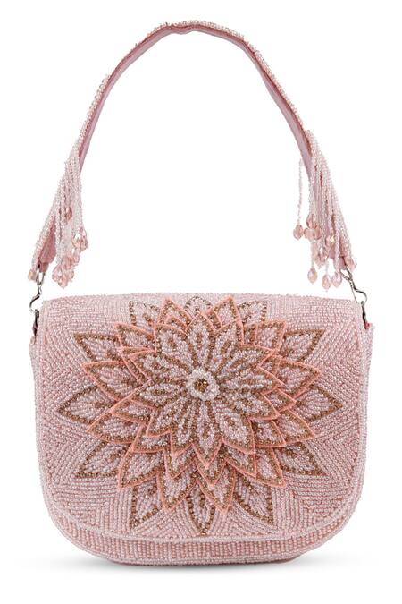 The Tan Clan Pink Beads, Sequins Eva Flapover Bag at Aza Fashions The Tan Clan_Pink Beads, Sequins Eva Flapover Bag _at_Aza_Fashions