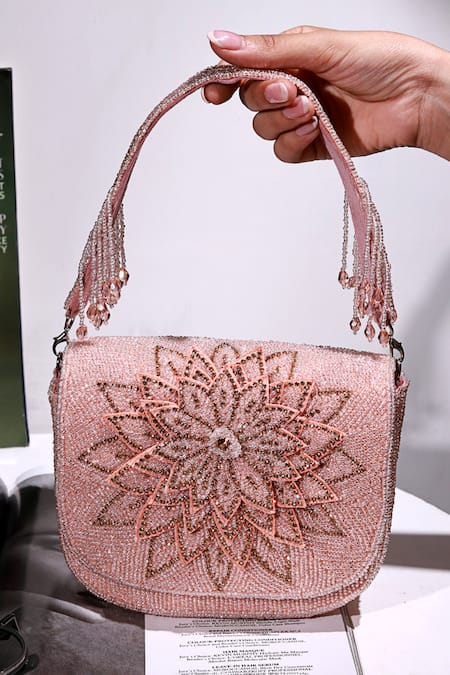 The Tan Clan Pink Beads, Sequins Eva Flapover Bag 