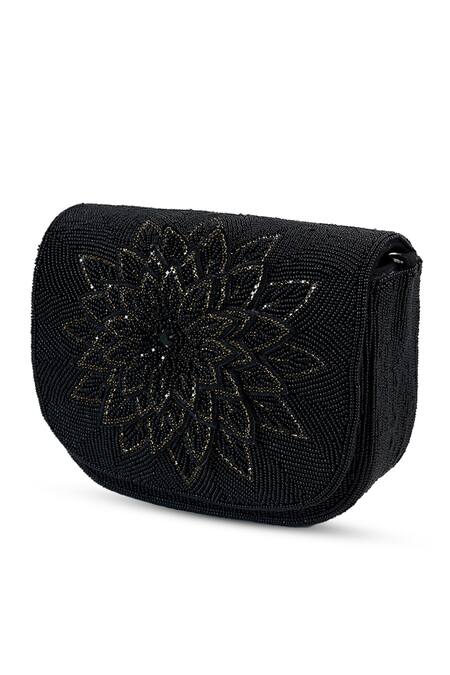 Shop The Tan Clan Black Beads Eva Flapover Bag Online at Aza Fashions Shop_The Tan Clan_Black Beads Eva Flapover Bag _Online_at_Aza_Fashions