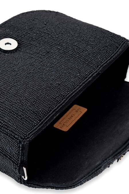 Shop The Tan Clan Black Beads Eva Flapover Bag Shop_The Tan Clan_Black Beads Eva Flapover Bag