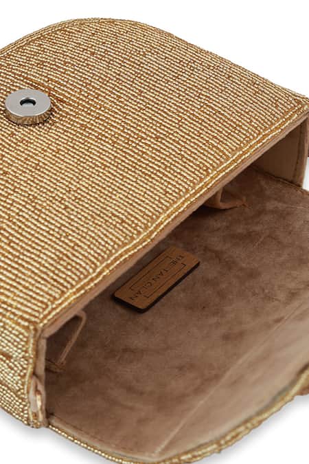 Buy The Tan Clan Gold Beads Eva Flapover Bag Buy_The Tan Clan_Gold Beads Eva Flapover Bag