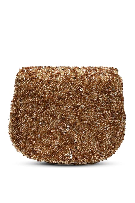 Shop The Tan Clan Gold Beads, Sequins Amy Flapover Bag Online at Aza Fashions Shop_The Tan Clan_Gold Beads, Sequins Amy Flapover Bag _Online_at_Aza_Fashions