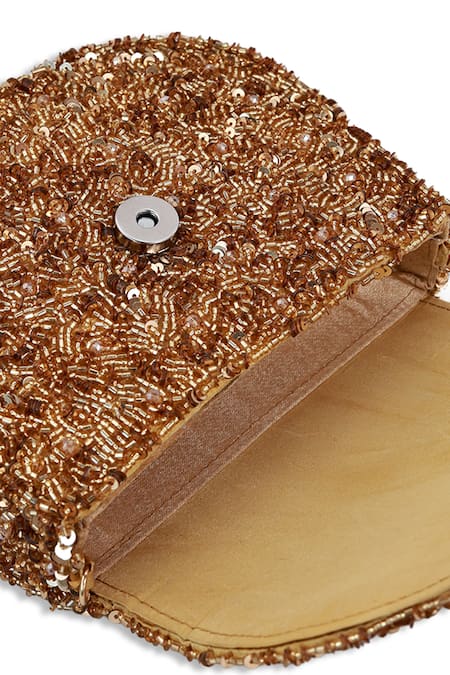 Buy The Tan Clan Gold Beads, Sequins Amy Flapover Bag Buy_The Tan Clan_Gold Beads, Sequins Amy Flapover Bag