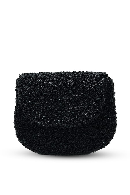 The Tan Clan Black Beads, Sequins Amy Flapover Bag Online at Aza Fashions The Tan Clan_Black Beads, Sequins Amy Flapover Bag _Online_at_Aza_Fashions