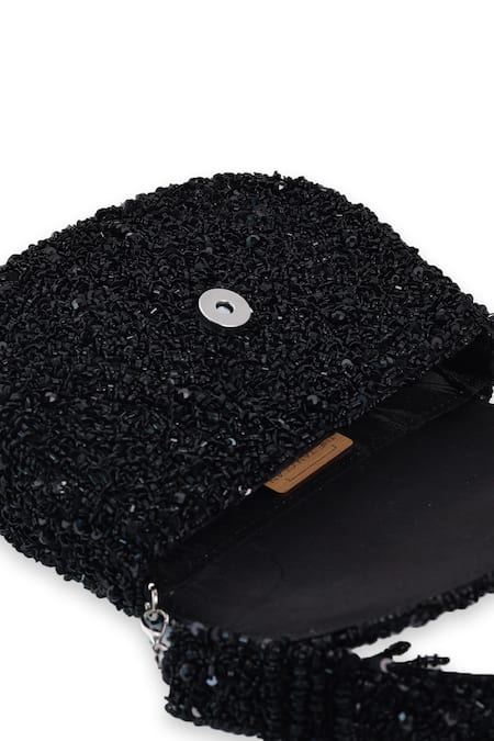 The Tan Clan Black Beads, Sequins Amy Flapover Bag at Aza Fashions The Tan Clan_Black Beads, Sequins Amy Flapover Bag _at_Aza_Fashions