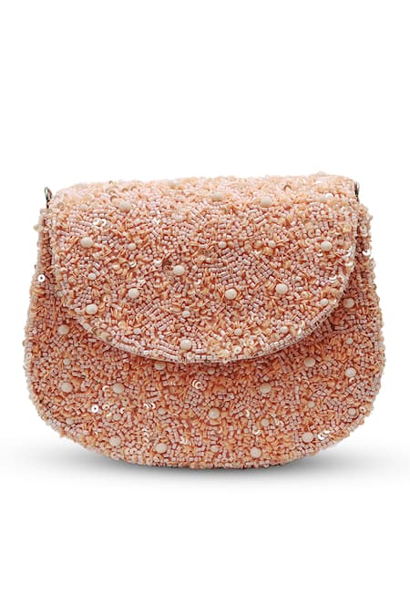 Buy The Tan Clan Peach Beads, Sequins, Pearls Amy Flapover Bag Online at Aza Fashions Buy_The Tan Clan_Peach Beads, Sequins, Pearls Amy Flapover Bag _Online_at_Aza_Fashions