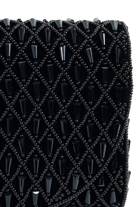 Buy_The Tan Clan_Black Beads Claire Flapover Bag 