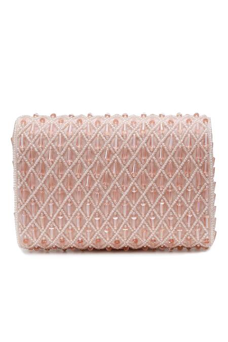 Buy_The Tan Clan_Pink Beads, Crystals Claire Flapover Bag _Online_at_Aza_Fashions