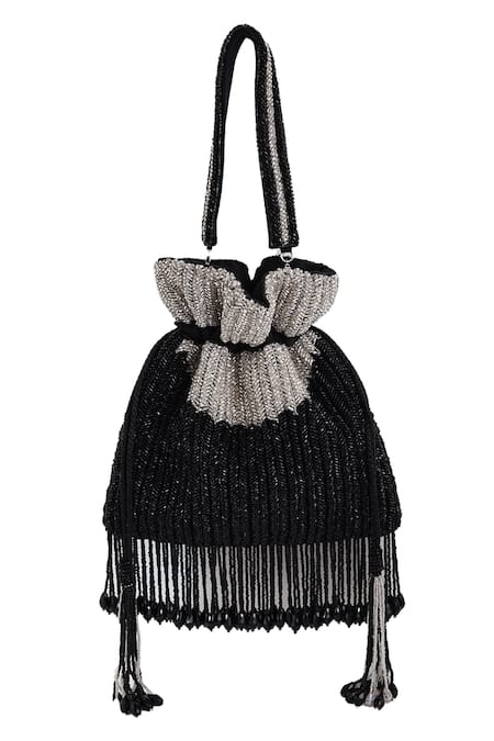 Shop The Tan Clan Black Beads, Tassels Aarna Potli Bag at Aza Fashions Shop_The Tan Clan_Black Beads, Tassels Aarna Potli Bag _at_Aza_Fashions