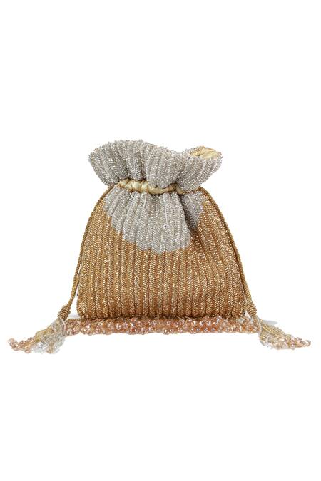 The Tan Clan_Gold Beads, Tassels Aarna Potli Bag _at_Aza_Fashions