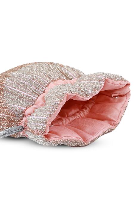 Buy_The Tan Clan_Pink Beads, Tassels Aarna Potli Bag _Online_at_Aza_Fashions