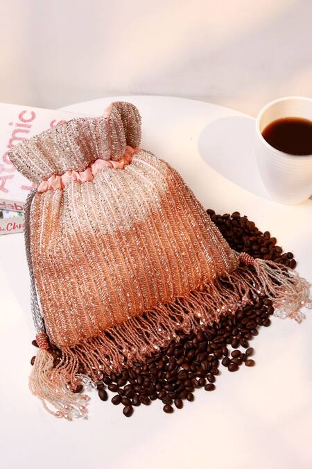 The Tan Clan_Pink Beads, Tassels Aarna Potli Bag _at_Aza_Fashions
