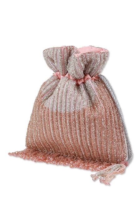 Buy_The Tan Clan_Pink Beads, Tassels Aarna Potli Bag 