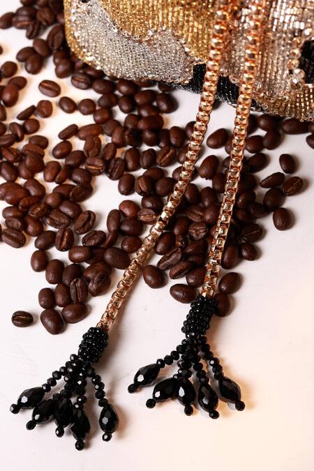 The Tan Clan_Black Beads, Tassels Terra Bucket Bag _Online_at_Aza_Fashions