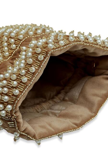 Buy_The Tan Clan_Gold Beads, Pearls, Tassels Adhya Potli Bag _Online_at_Aza_Fashions