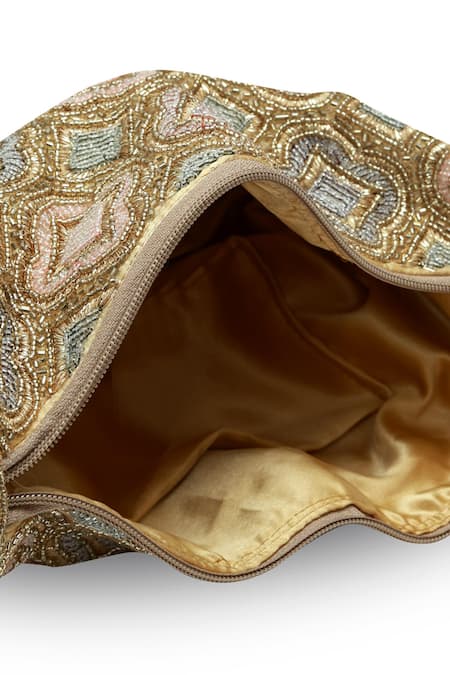 Buy_The Tan Clan_Gold Beads Luna Half Moon Bag _Online_at_Aza_Fashions