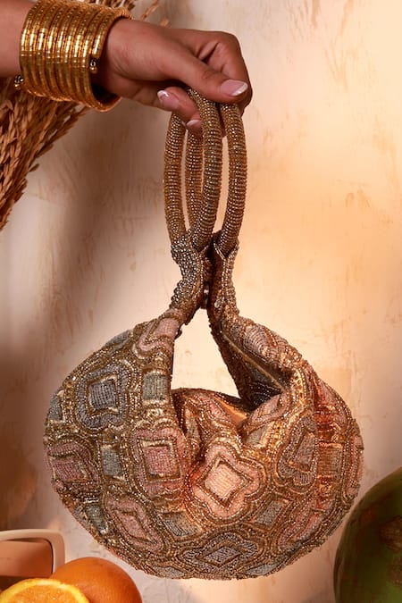 The Tan Clan Luna Gold Half Moon Bag 