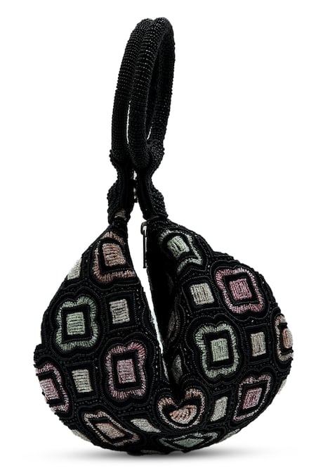 Shop The Tan Clan Black Beads Luna Half Moon Bag Online at Aza Fashions Shop_The Tan Clan_Black Beads Luna Half Moon Bag _Online_at_Aza_Fashions
