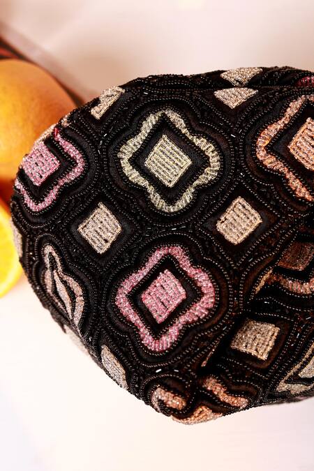 The Tan Clan_Black Beads Luna Half Moon Bag _at_Aza_Fashions