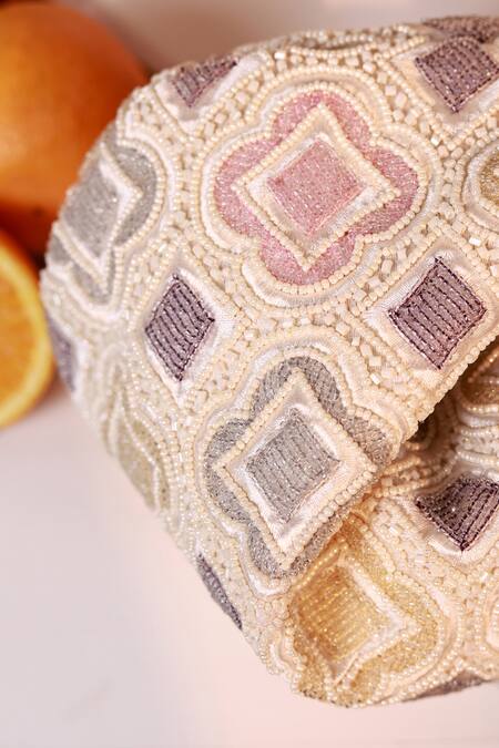 Buy_The Tan Clan_White Beads Luna Half Moon Bag 