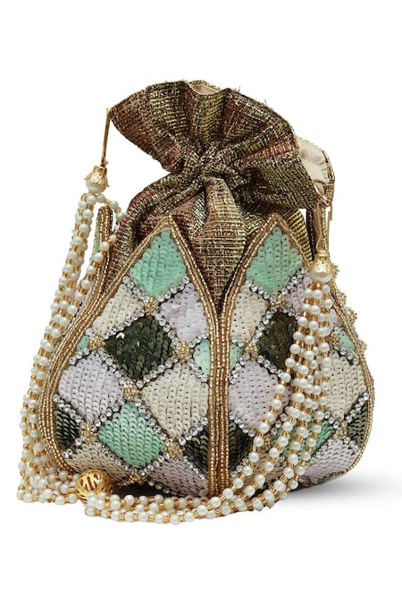 The Tan Clan Ketki Lotus Potli With Pearl Handle 