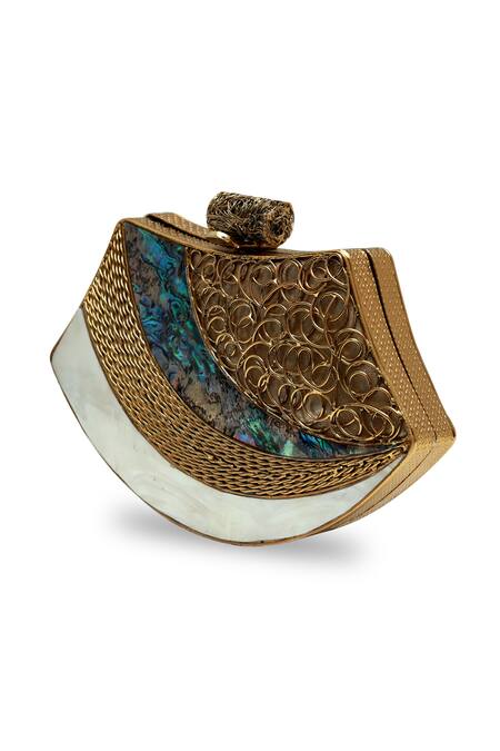 The Tan Clan_Gold Lynn Brass Clutch _at_Aza_Fashions