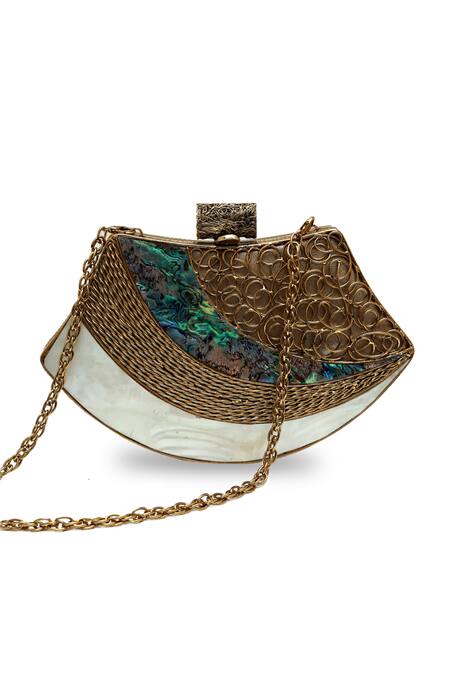 Buy_The Tan Clan_Gold Lynn Brass Clutch 