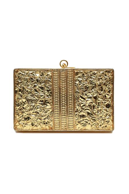 Shop_The Tan Clan_Gold Gemstones, Crystals Rumi Embellished Brass Clutch _Online_at_Aza_Fashions