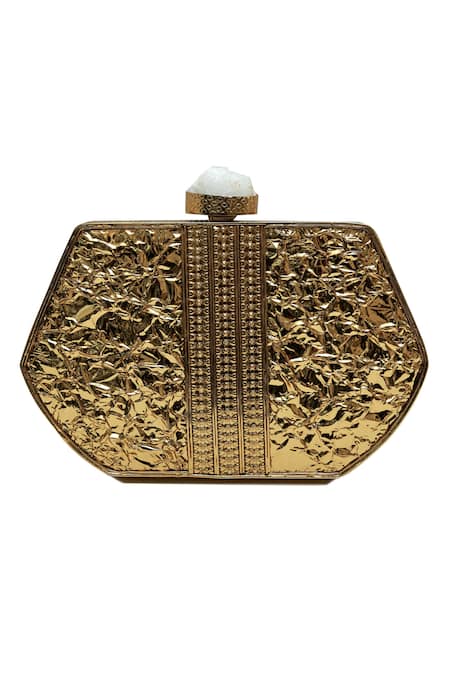 Buy_The Tan Clan_Gold Stones Demi Brass Clutch 